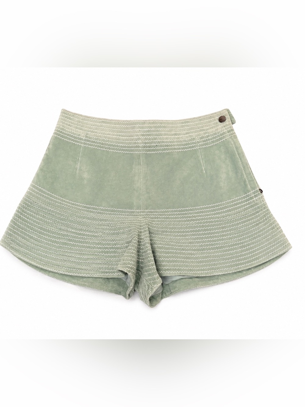 ALCXIS Suede Shorts –High-Waist Sage